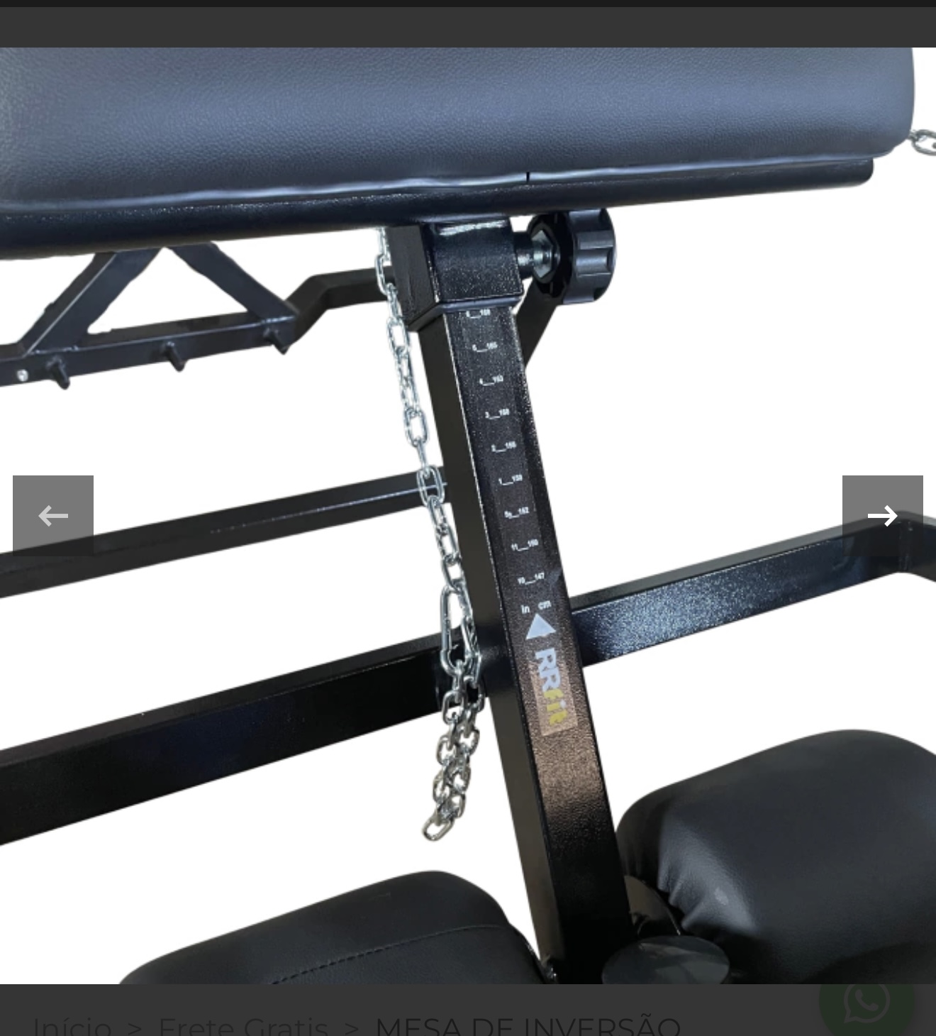 Detalhe da estrutura de aço e regulagem da mesa RRFIT